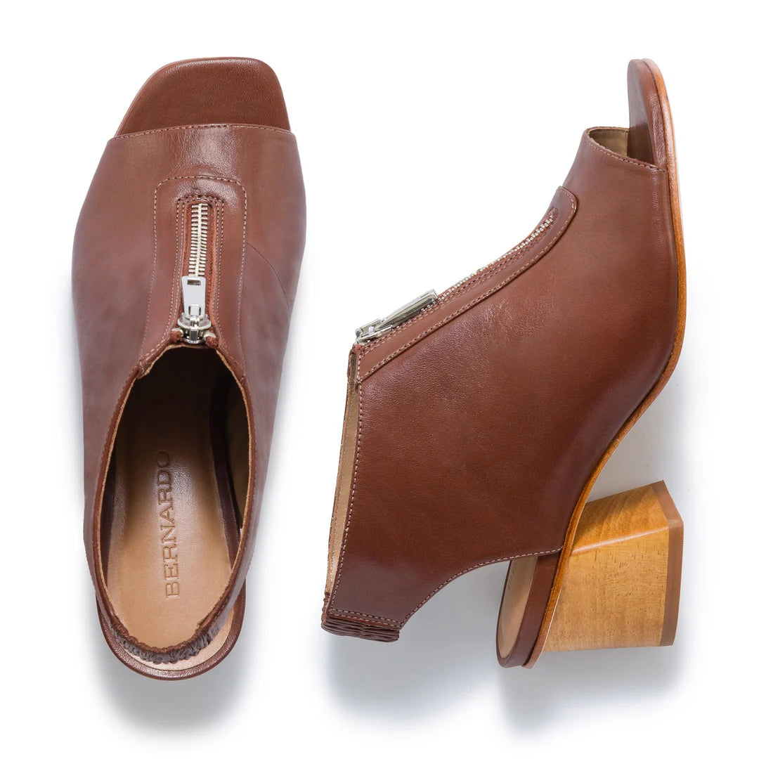 Bernardo Levy Leather Sandal Bootie Mahogany