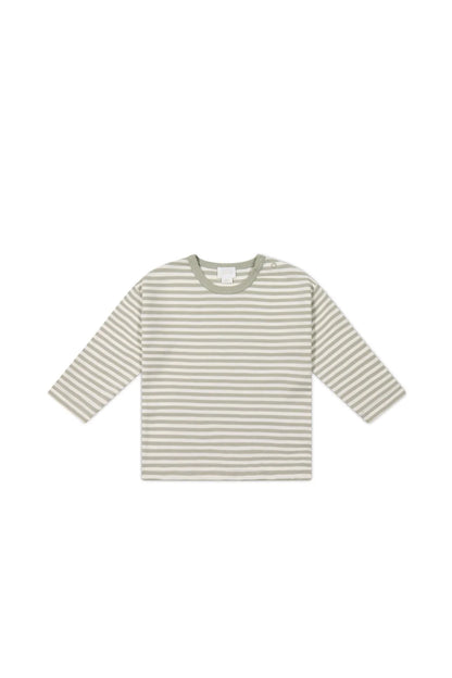 Jamie Kay Pima Cotton Arnold Long Sleeve Top Stripe Moss