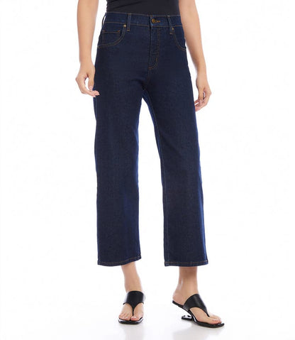 Karen Kane Cropped Wide Leg Dark Wash Jeans