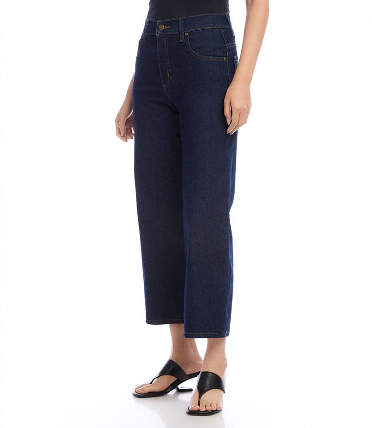 Karen Kane Cropped Wide Leg Dark Wash Jeans