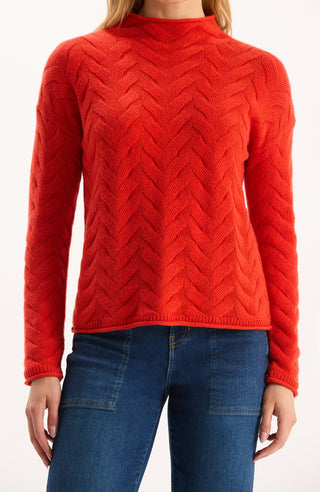 Gracie Cashmere Basketweave Sweater Coralito