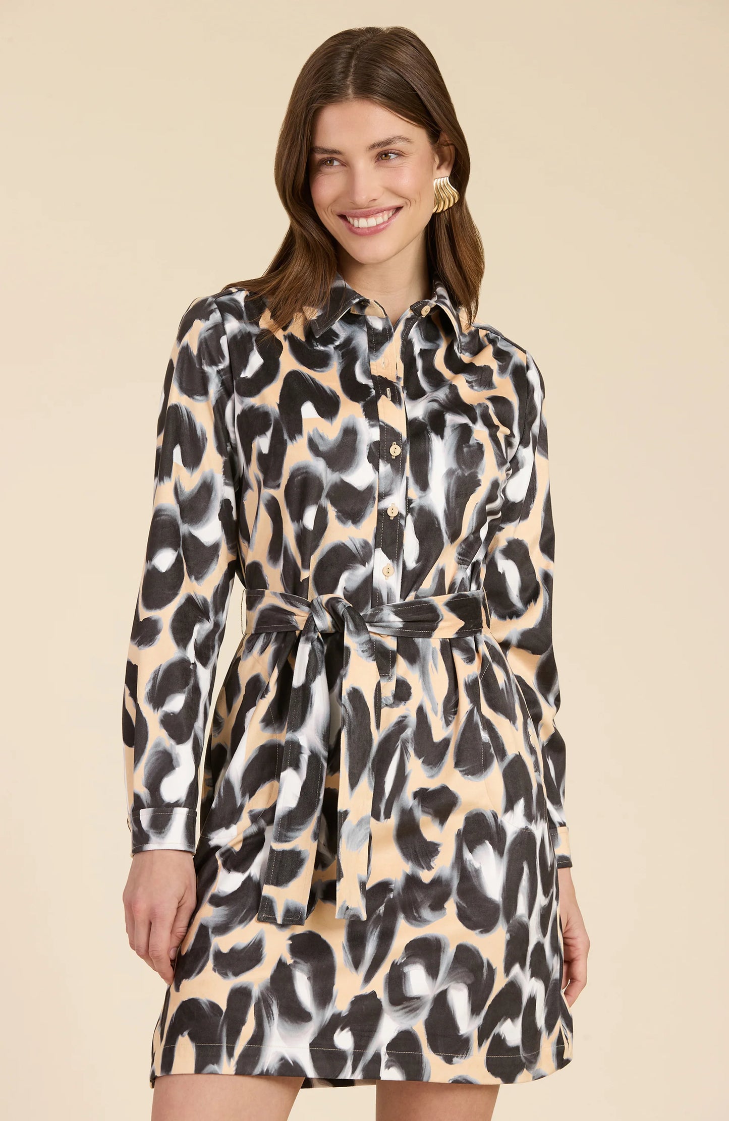 Ziva Faux Suede Animal Shirtdress