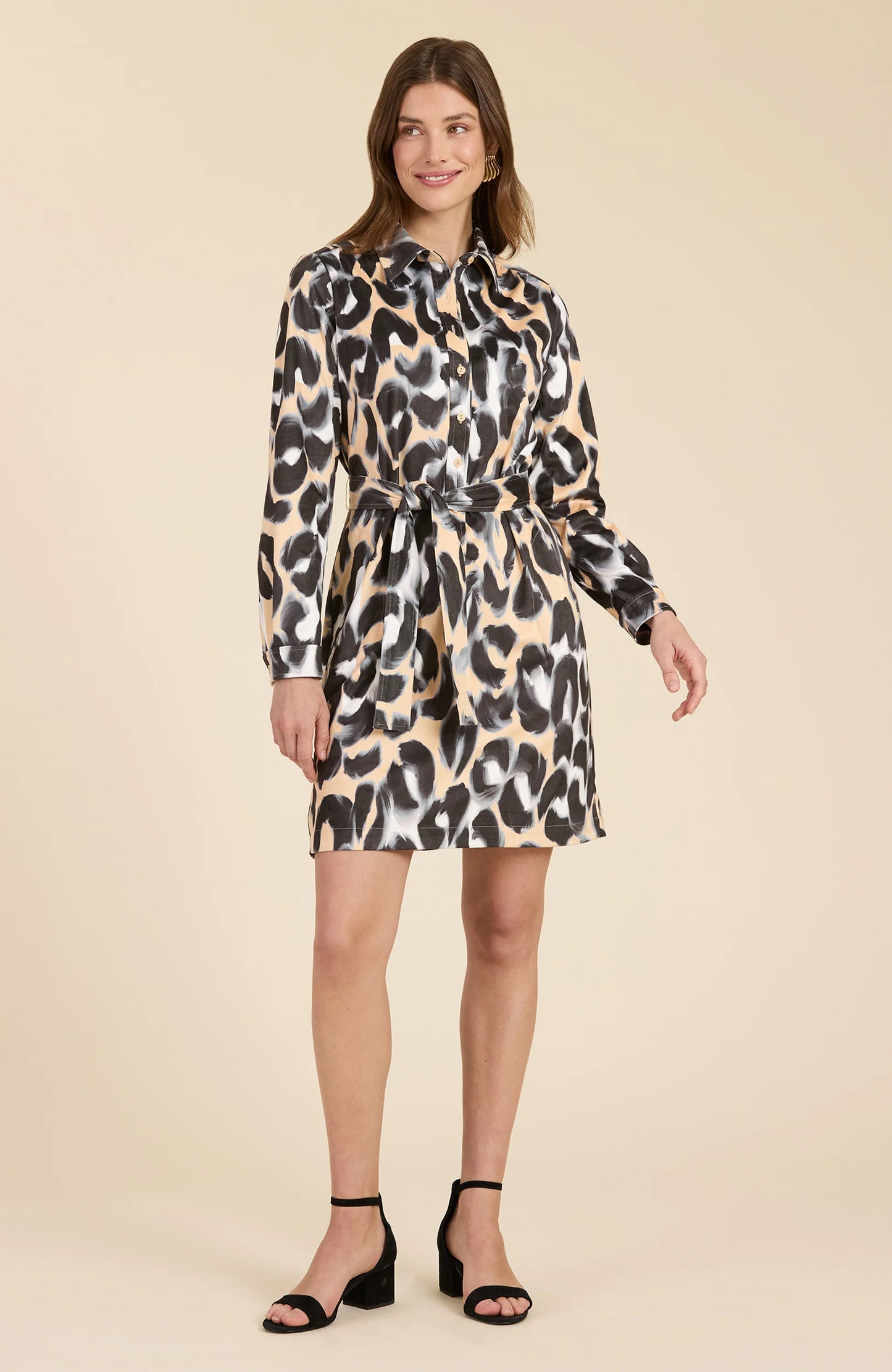 Ziva Faux Suede Animal Shirtdress