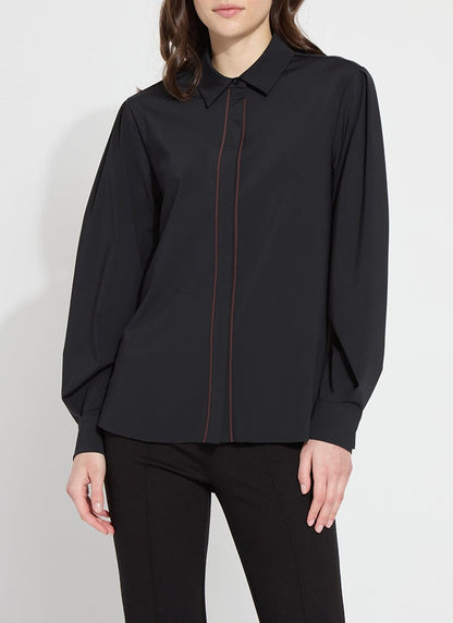 Nera Pleated Sleeve Shirt Black