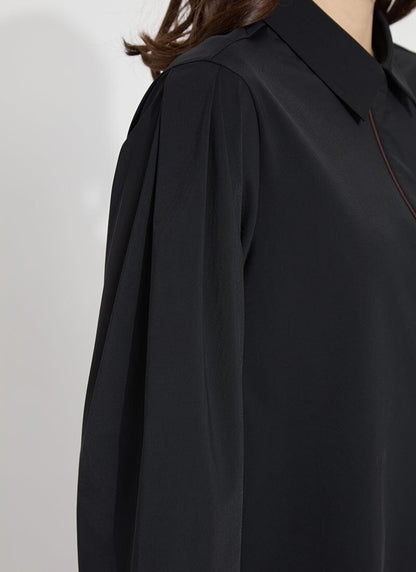 Nera Pleated Sleeve Shirt Black