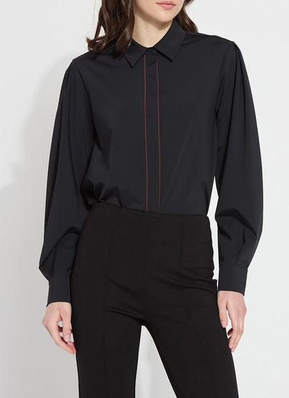 Nera Pleated Sleeve Shirt Black