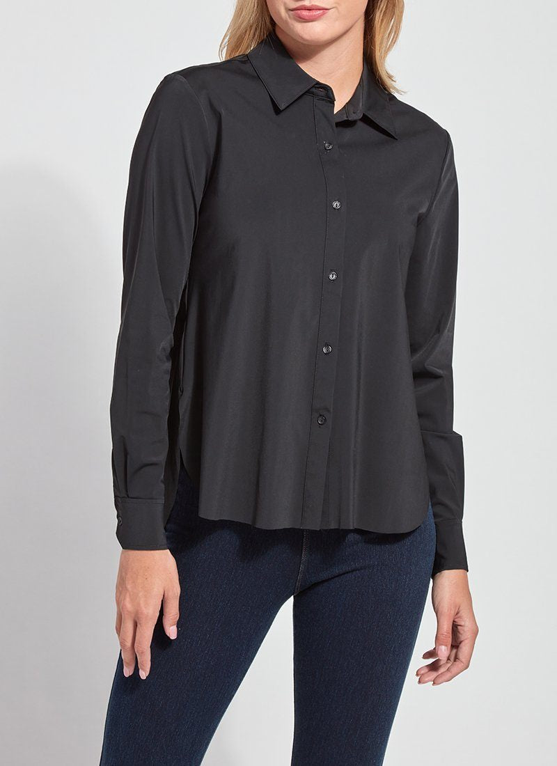 Connie Slim Button Down Black