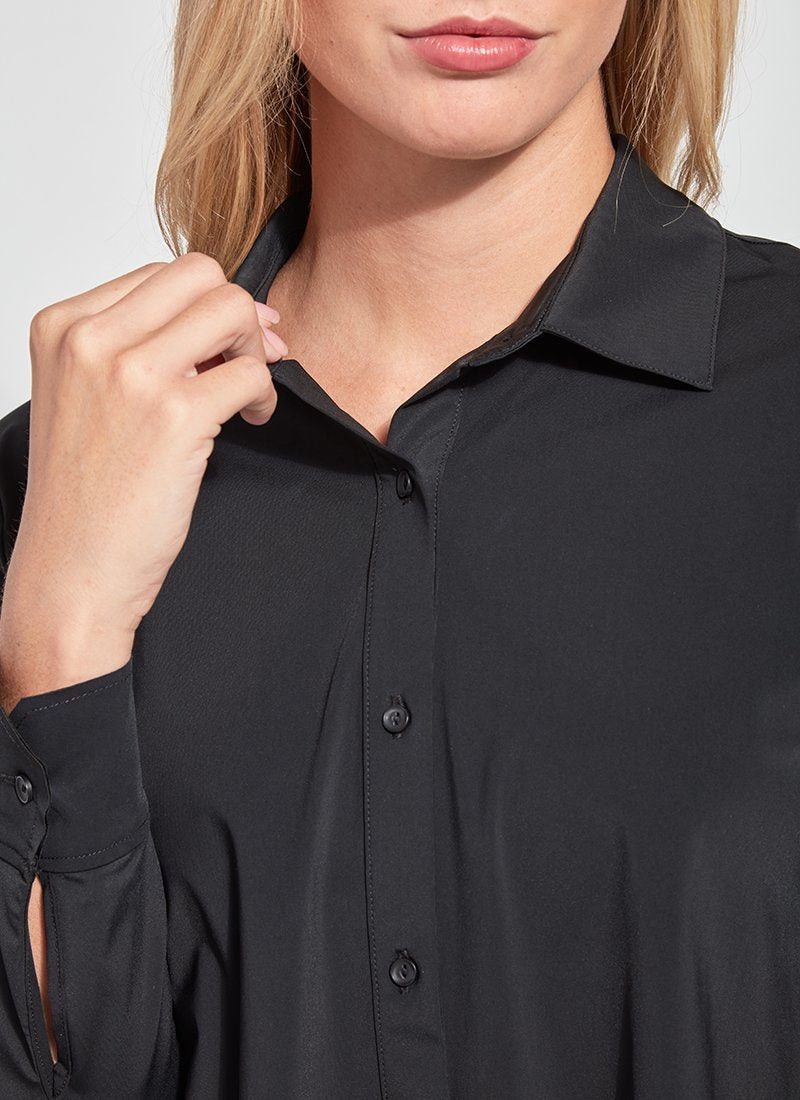 Connie Slim Button Down Black