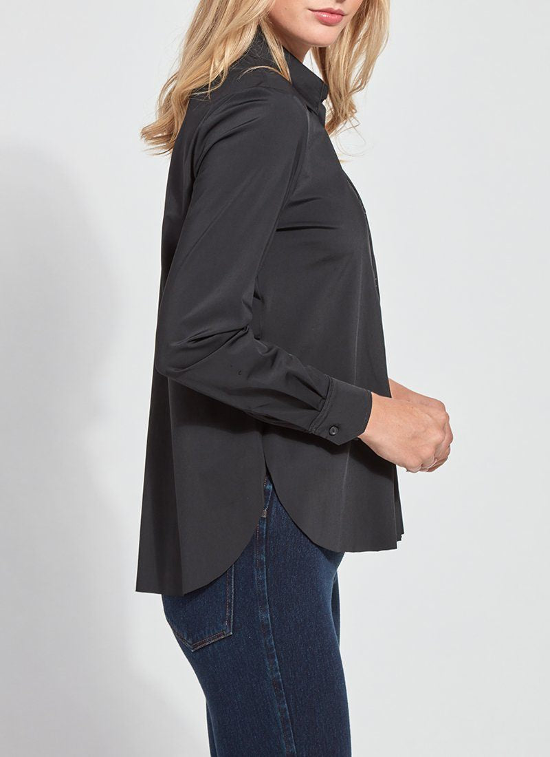 Connie Slim Button Down Black