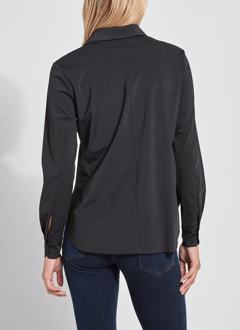 Connie Slim Button Down Black