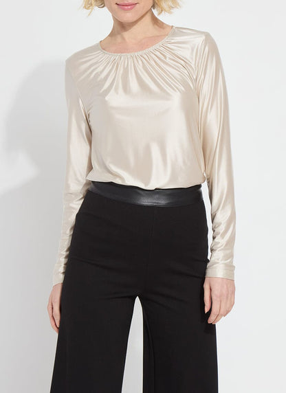 Larissa Pewter Satin Jersey Top