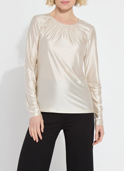 Larissa Pewter Satin Jersey Top