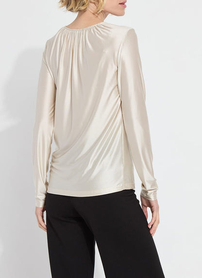 Larissa Pewter Satin Jersey Top