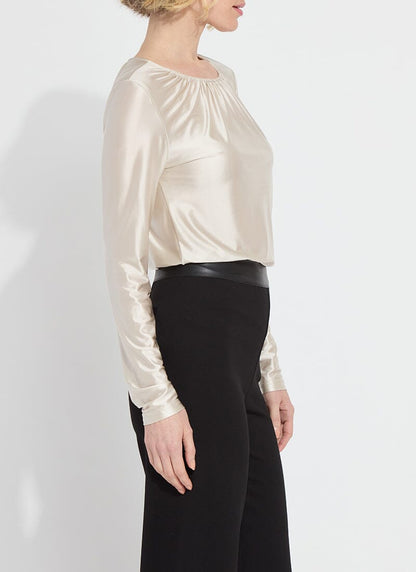 Larissa Pewter Satin Jersey Top