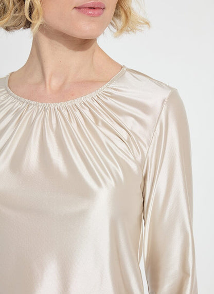 Larissa Pewter Satin Jersey Top