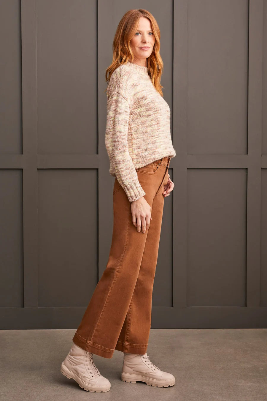 Comfort Stretch Fly Front Wide Leg Pant