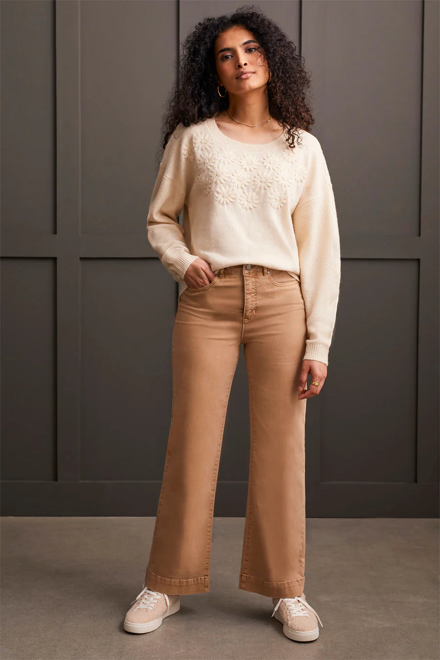 Comfort Stretch Fly Front Wide Leg Pant