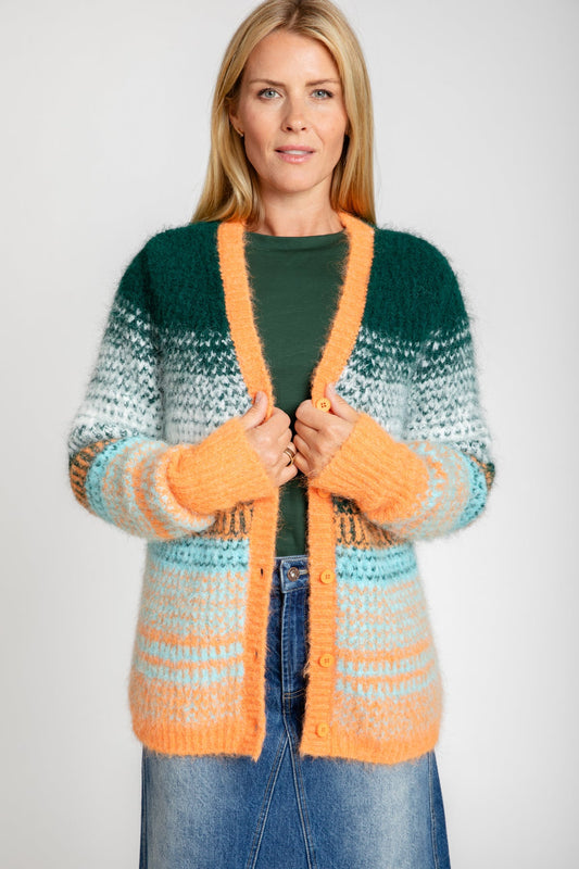 Syd Dye Cardigan Orange Emerald