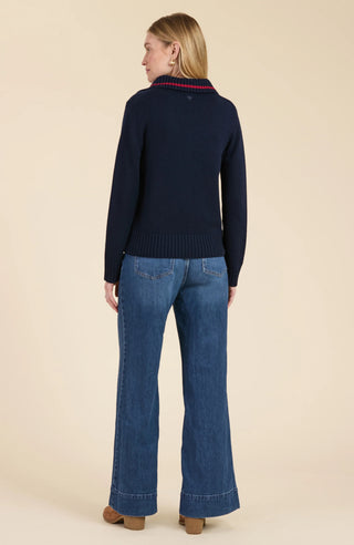 Horse Bit Polo Sweater Navy