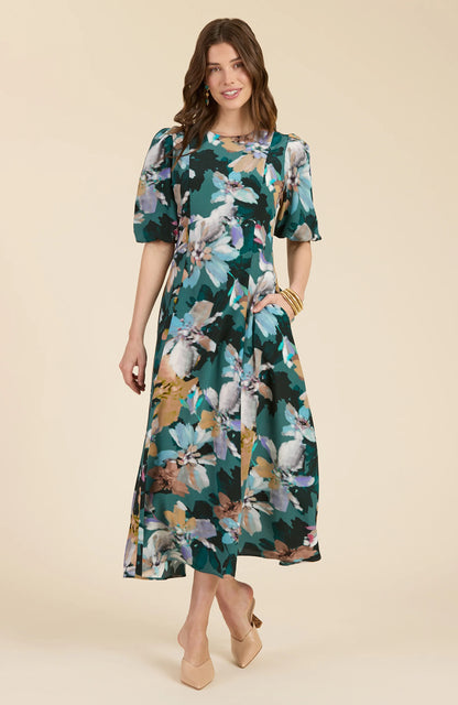 Frankie Silk Watercolor Floral Dress