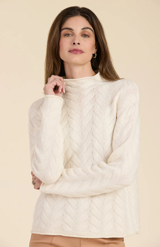 Cashmere Basketweave Funnel Neck