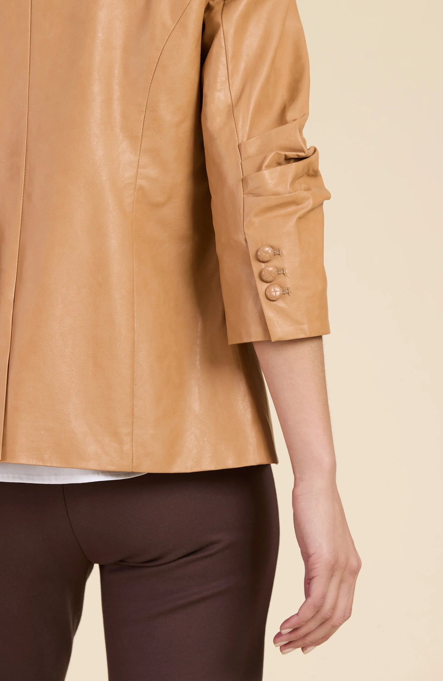 Taylor Vegan Leather Blazer Caramel