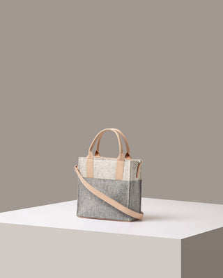 Jaunt Merino Wool Mini Tote/Granite Heather White Vachetta