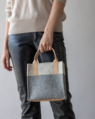 Jaunt Merino Wool Mini Tote/Granite Heather White Vachetta