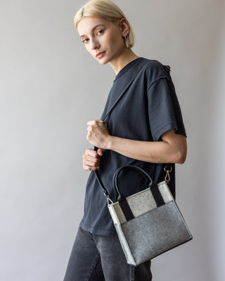 Jaunt Merino Wool Mini Tote/ Heather White Black
