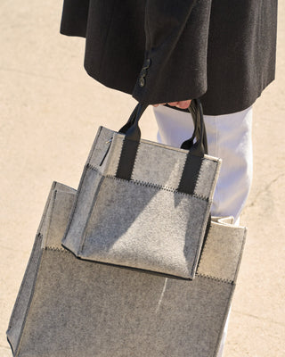Jaunt Merino Wool Mini Tote/ Heather White Black
