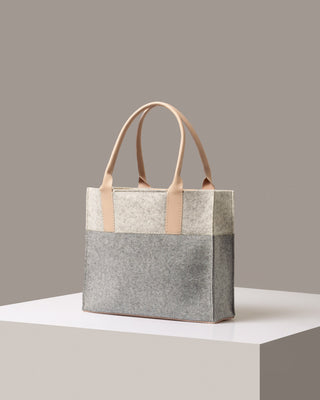 Jaunt Merino Wool Midi Tote/Granite Heather White Vachetta
