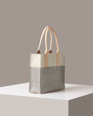 Jaunt Merino Wool Midi Tote/Granite Heather White Vachetta
