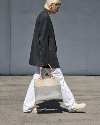 Jaunt Merino Wool Midi Tote/Granite Heather White Vachetta