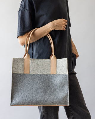 Jaunt Merino Wool Midi Tote/Granite Heather White Vachetta