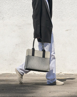 Jaunt Merino Wool Midi Tote/Heather White Black
