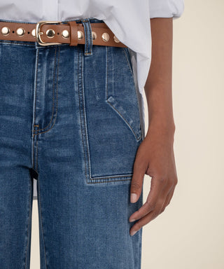 Ashton Wide Leg Barrel Jean Medium Wash