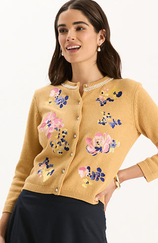 Flora Embroidered Cardigan Light Camel