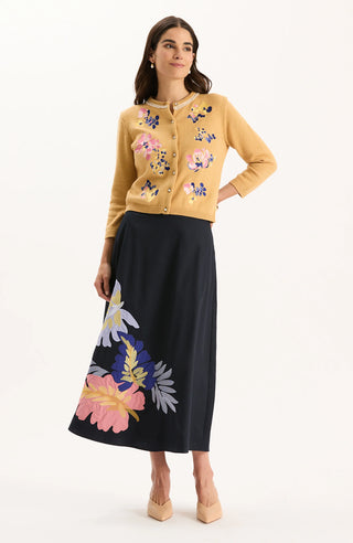 Flora Embroidered Cardigan Light Camel