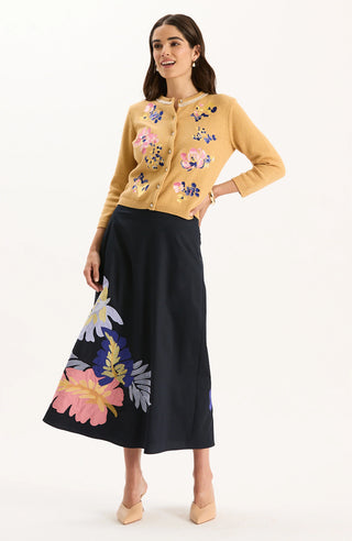 Flora Embroidered Cardigan Light Camel