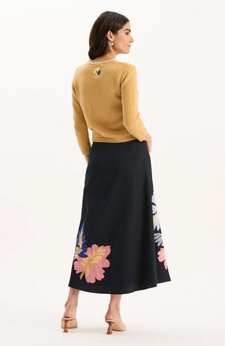 Flora Embroidered Cardigan Light Camel