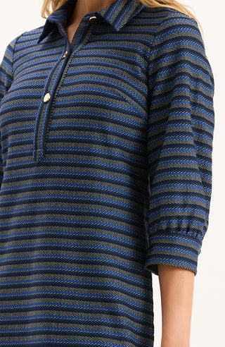 Kat Gold Button Knit Dress Navy