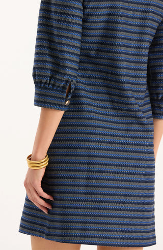 Kat Gold Button Knit Dress Navy