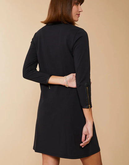 Nora Half-Zip Dress With Vegan Leather Black