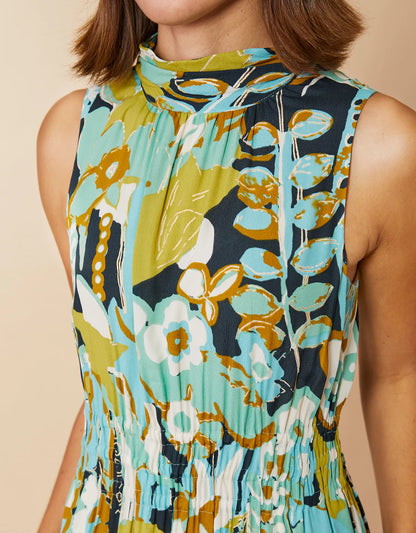 Lottie Midi Dress Southern Resort Floral Abstract