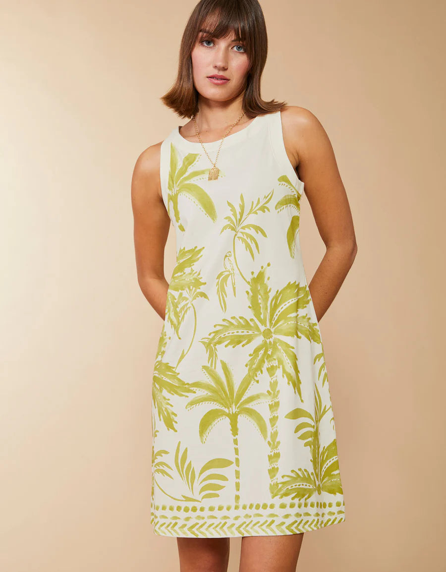 Madolyn Dress Southern Resort Palms Green