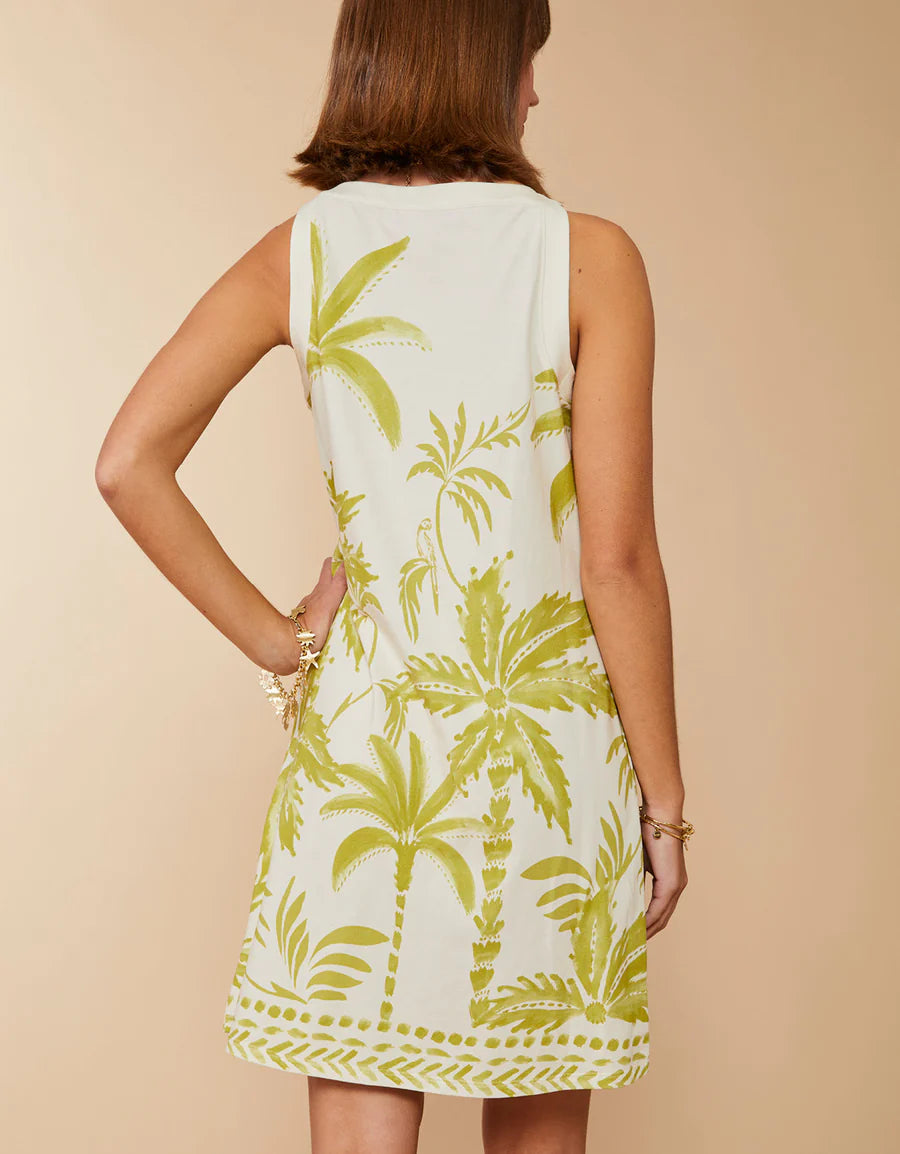 Madolyn Dress Southern Resort Palms Green