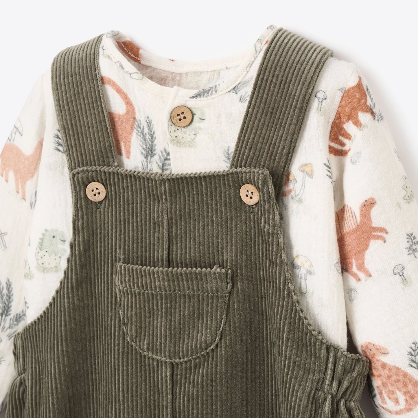 Dinosaur Family Corduroy Overall Set