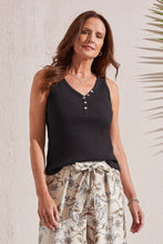 Load image into Gallery viewer, Henley Solid Tank Top With Buttons