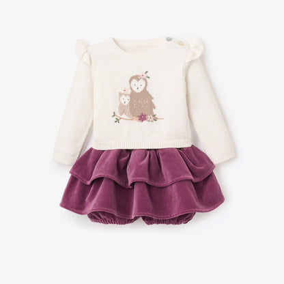 Forest Family Sweater & Velveteen Skirt