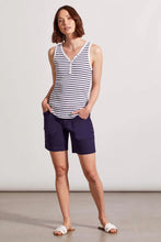 Load image into Gallery viewer, Henley Striped Tank Top With Buttons